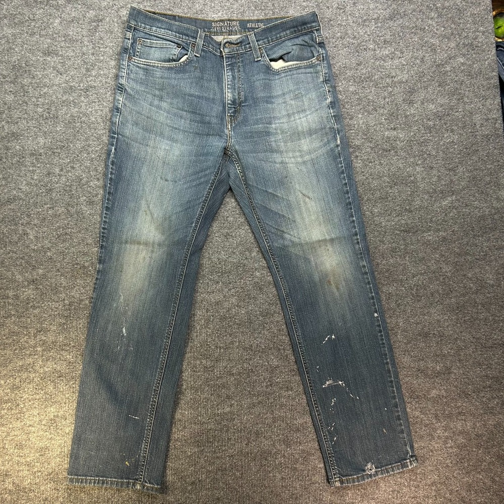 Levi Strauss Signature Athletic Jeans Men's‎ Blue Denim Stretch 34X30 - Flaws